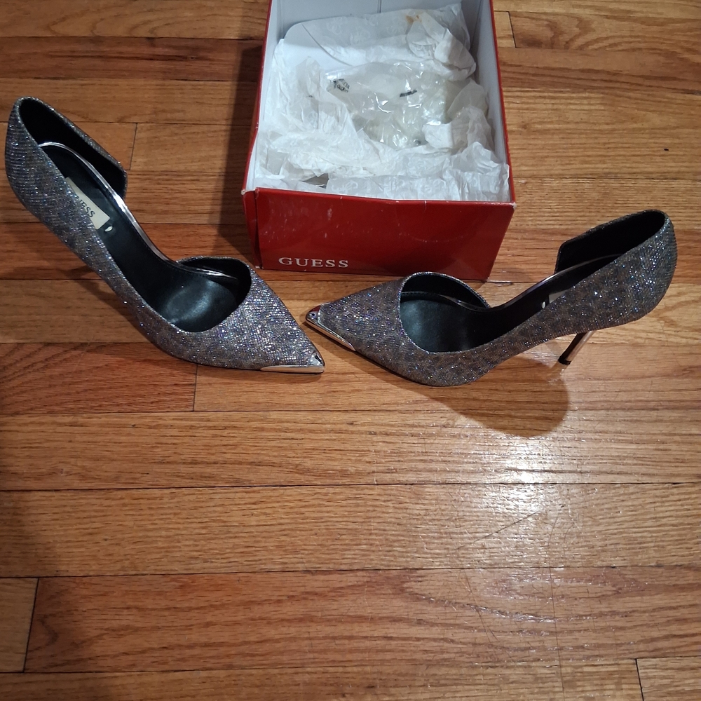 Guess Glittering Silver Stilettos